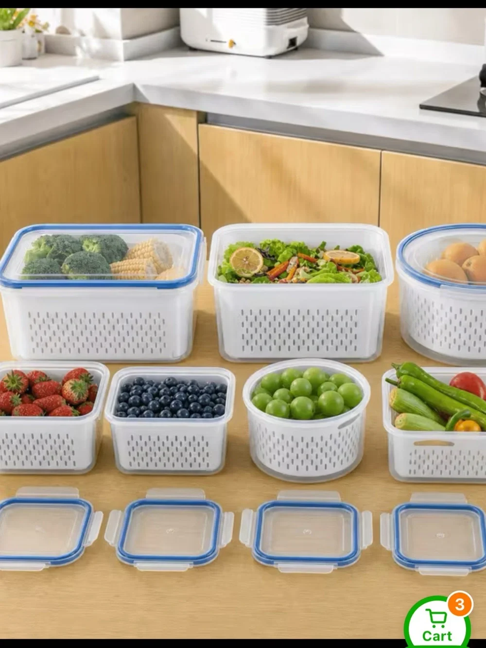 White Plastic Ventilated Storage Baskets - Set of 3 see